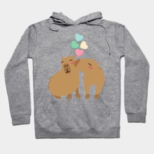 Capybara Candy Valentine's Day Hearts Capy Lover Hoodie